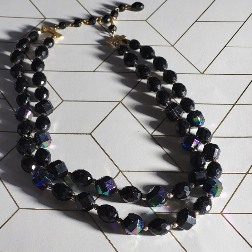 Vintage 50s Oil Spill Necklace- Marked Hong Kong